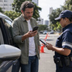 Motorista é parado em blitz com carro elétrico alugado por aplicativo, agente pede CRLV digital, mas cadastro está em nome da locadora, condutor descobre quem responde pela multa