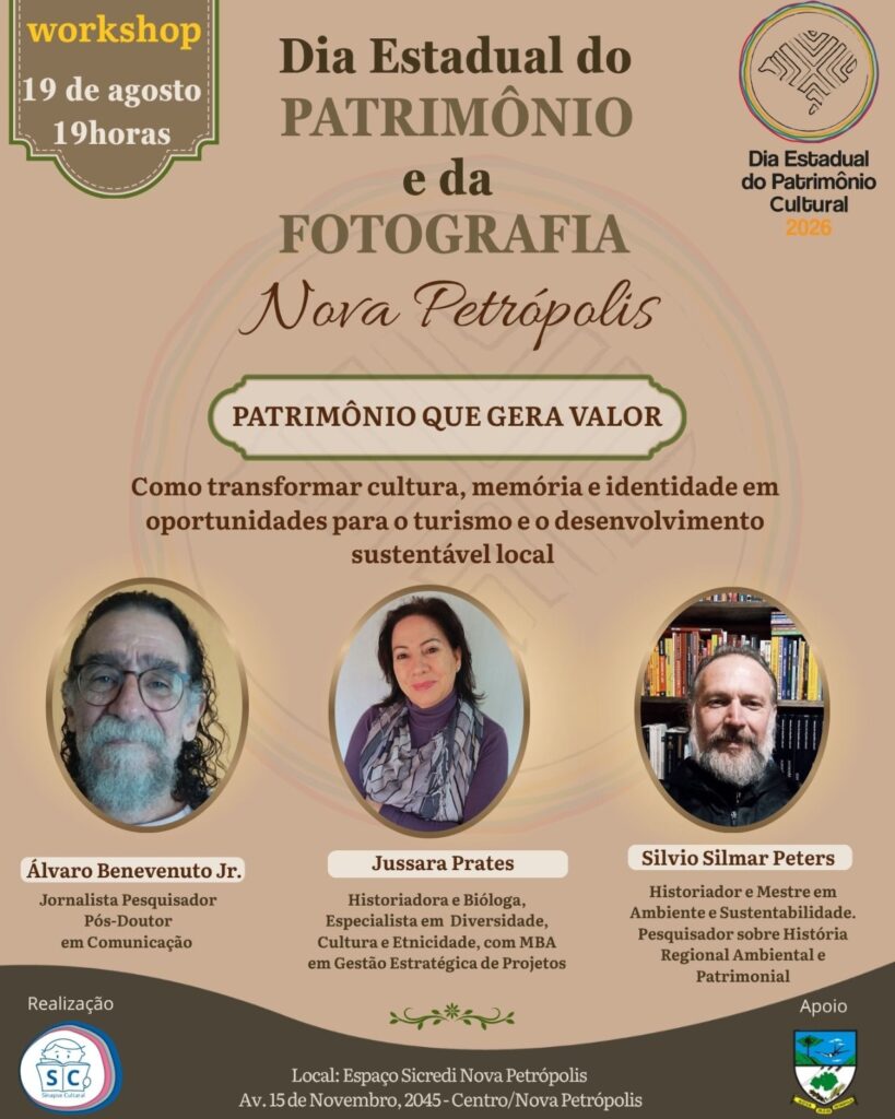 Nova Petrópolis recebe encontro “Patrimônio que Gera Valor” em comemoração ao Dia Estadual do Patrimônio e Dia da Fotografia